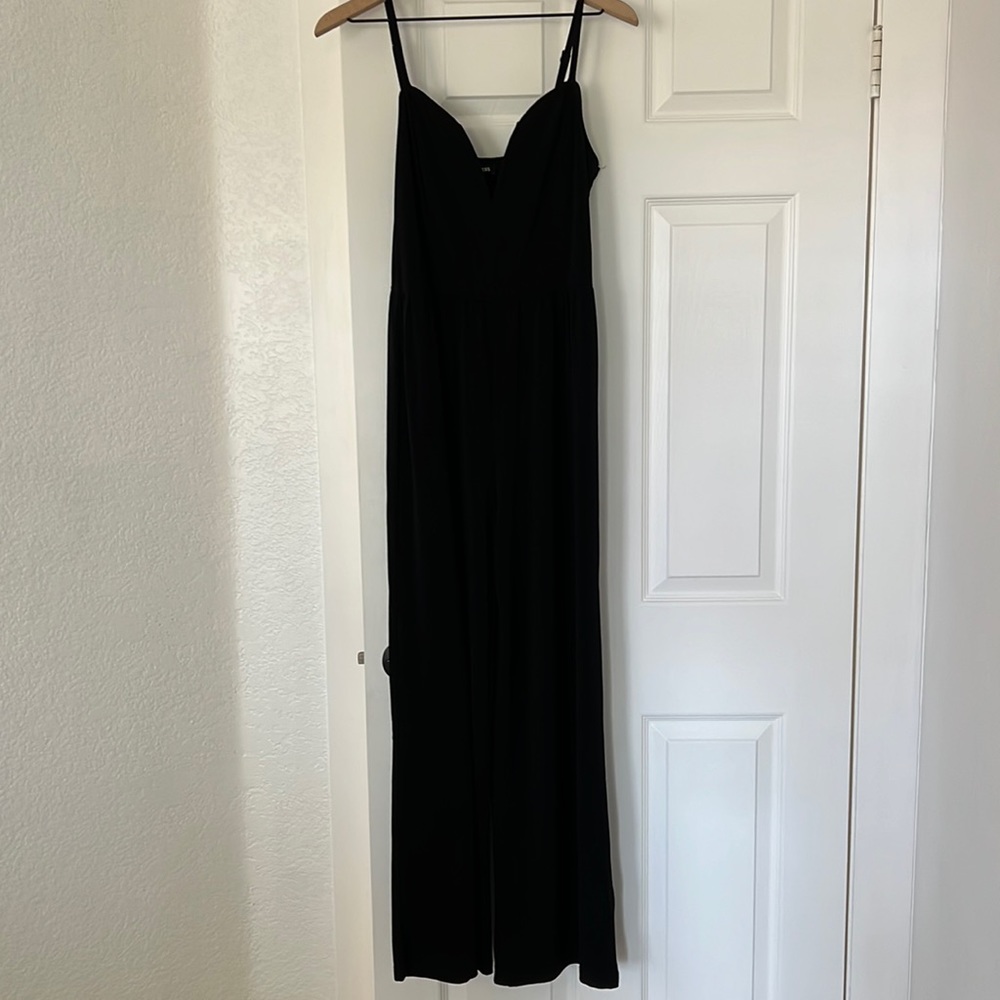 Black wide leg jumpsuit.